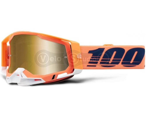 Маска 100% RACECRAFT 2 Goggle [Coral], Mirror Gold Lens