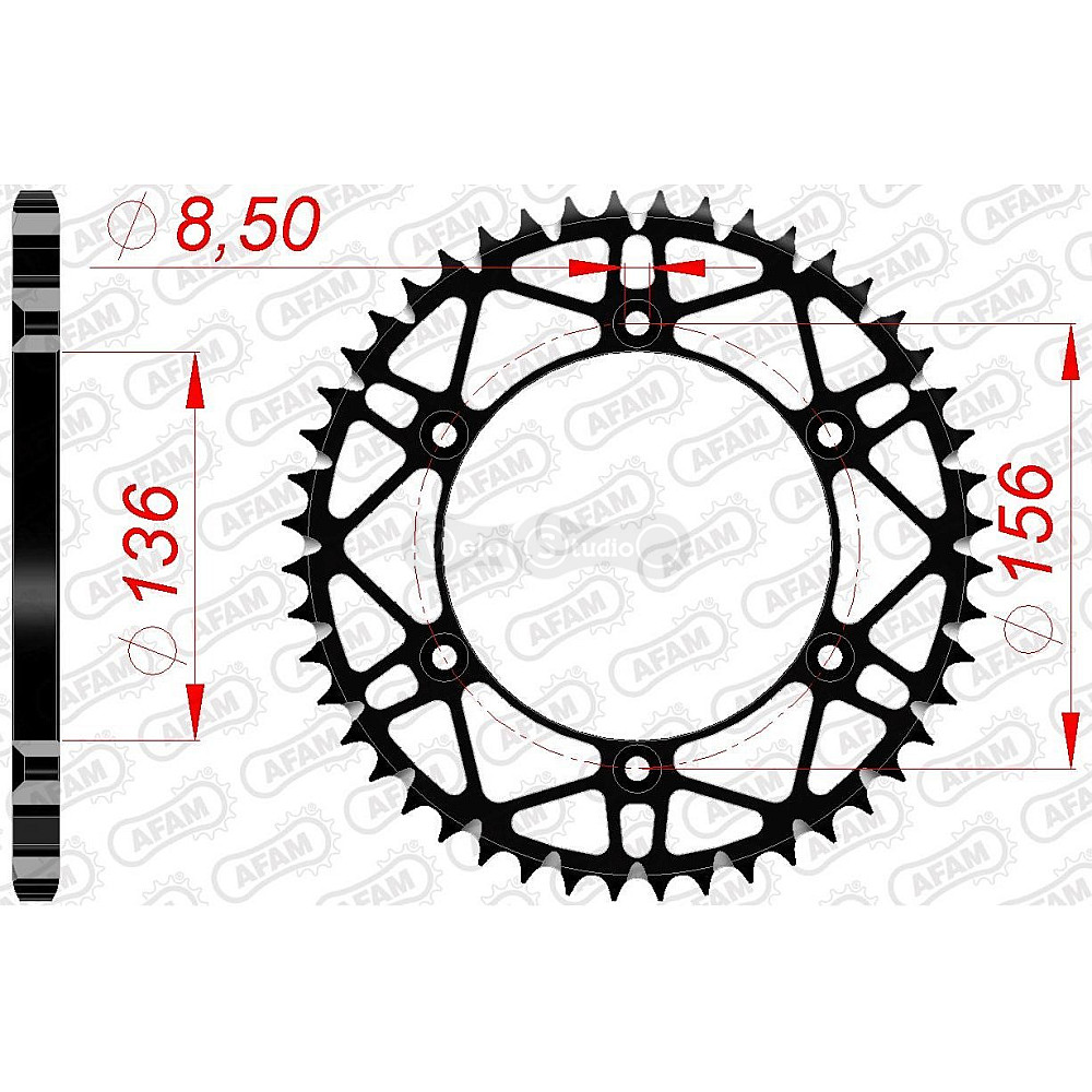 Задня зірка AFAM 520 SLK-Steel Chainwheel 14206SLK - Sherco [Black], 48z