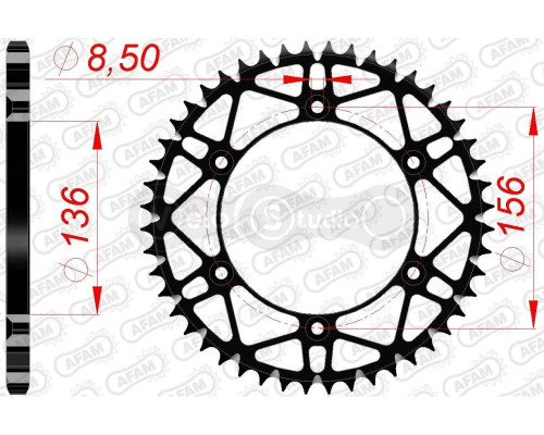 Задняя звезда AFAM 520 SLK-Steel Chainwheel 14206SLK - Sherco [Black], 48z