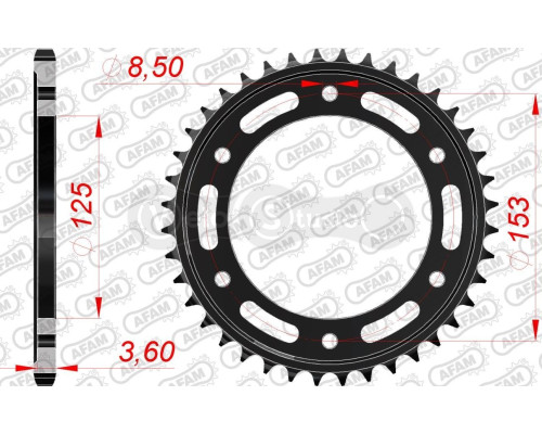 Задняя звезда AFAM 520 Steel Chainwheel 10339 - Honda [Black], 40z