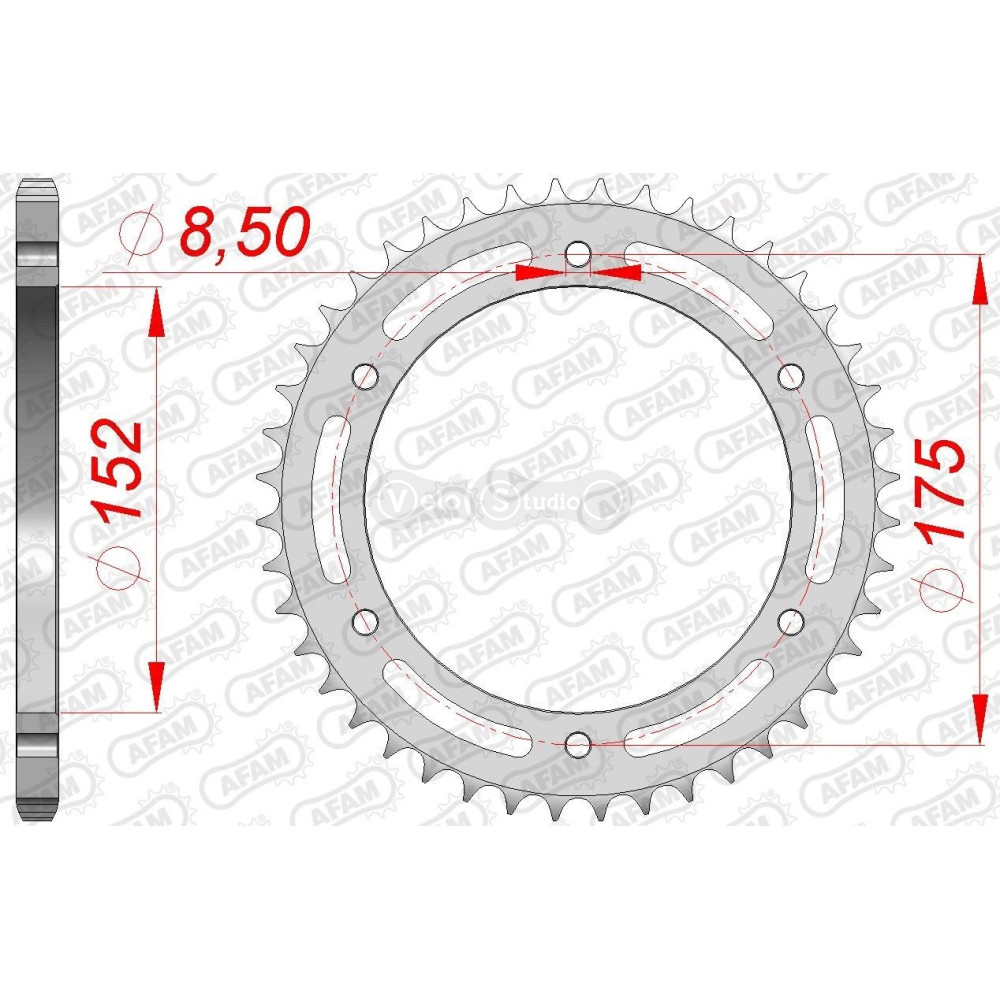 Задня зірка AFAM 520 Steel Chainwheel 12301 - Yamaha [Silver], 44z