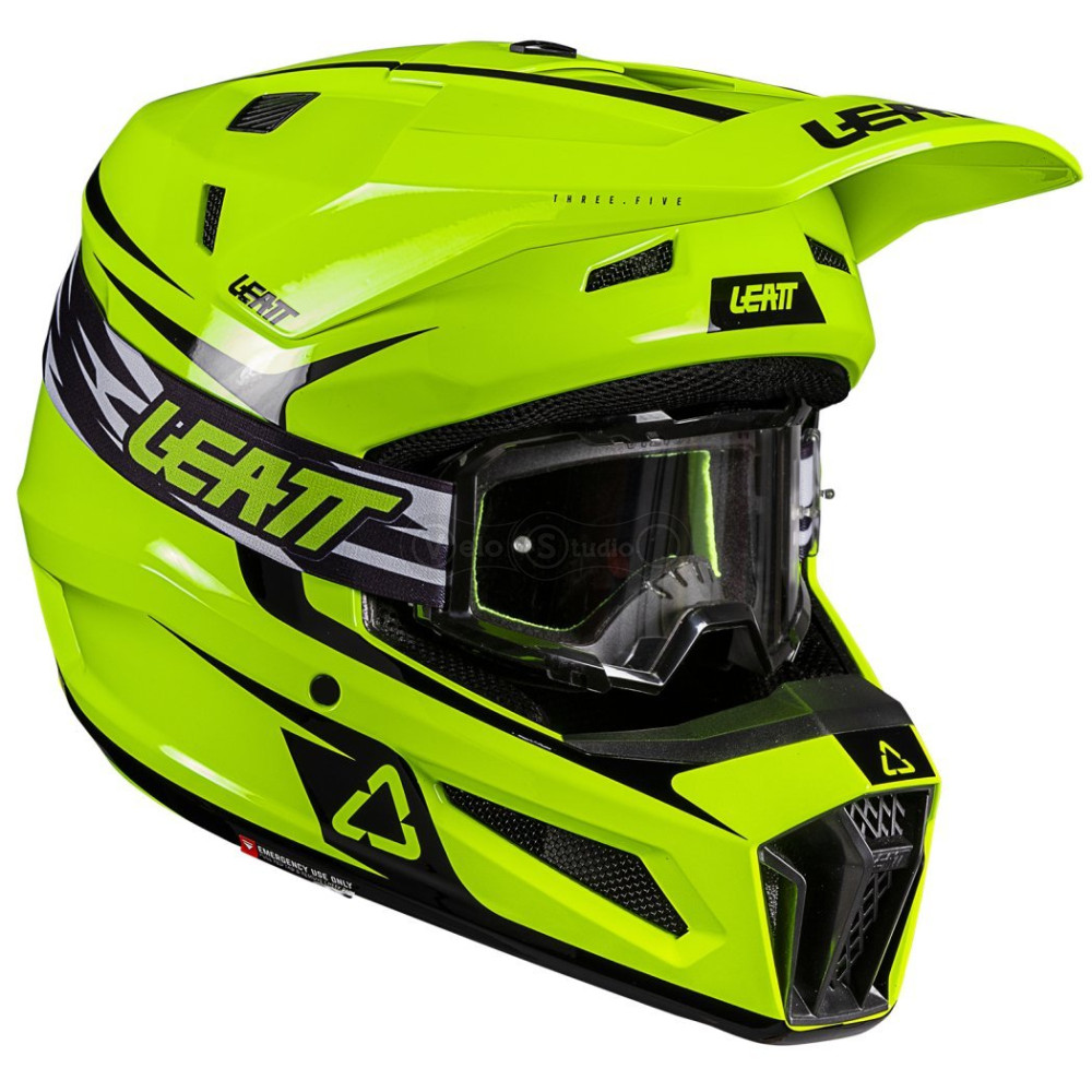 Детский мотошлем LEATT Moto 3.5 JR Helmet + Goggle Vizion 2.5 [Neon Yellow], YM