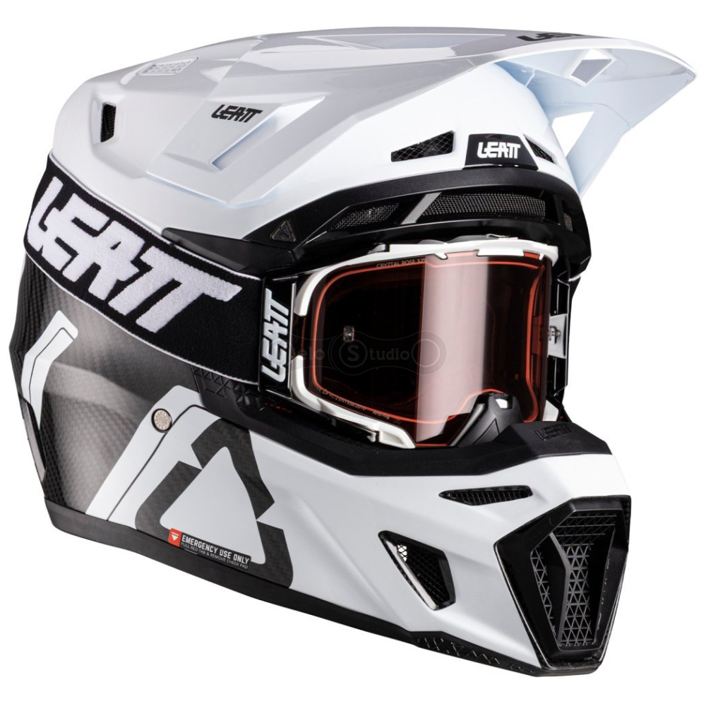 Мотошлем LEATT Moto 9.5 Carbon Helmet + Goggle Velocity Iriz 6.5 [White], M