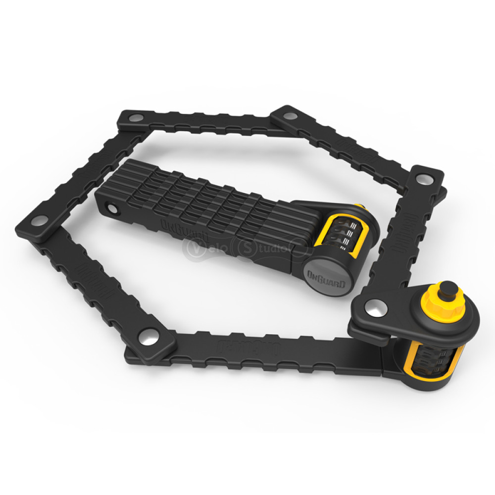 Замок складаний Onguard K9 Heavy Duty Combo, 88,5 см, кодовий на 4 цифри. Прогумована коробка-тримач на раму