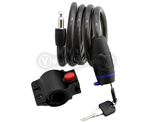 Велозамок Green Cycle GLK-230 із плетеним тросом 12ммх120см, чорний