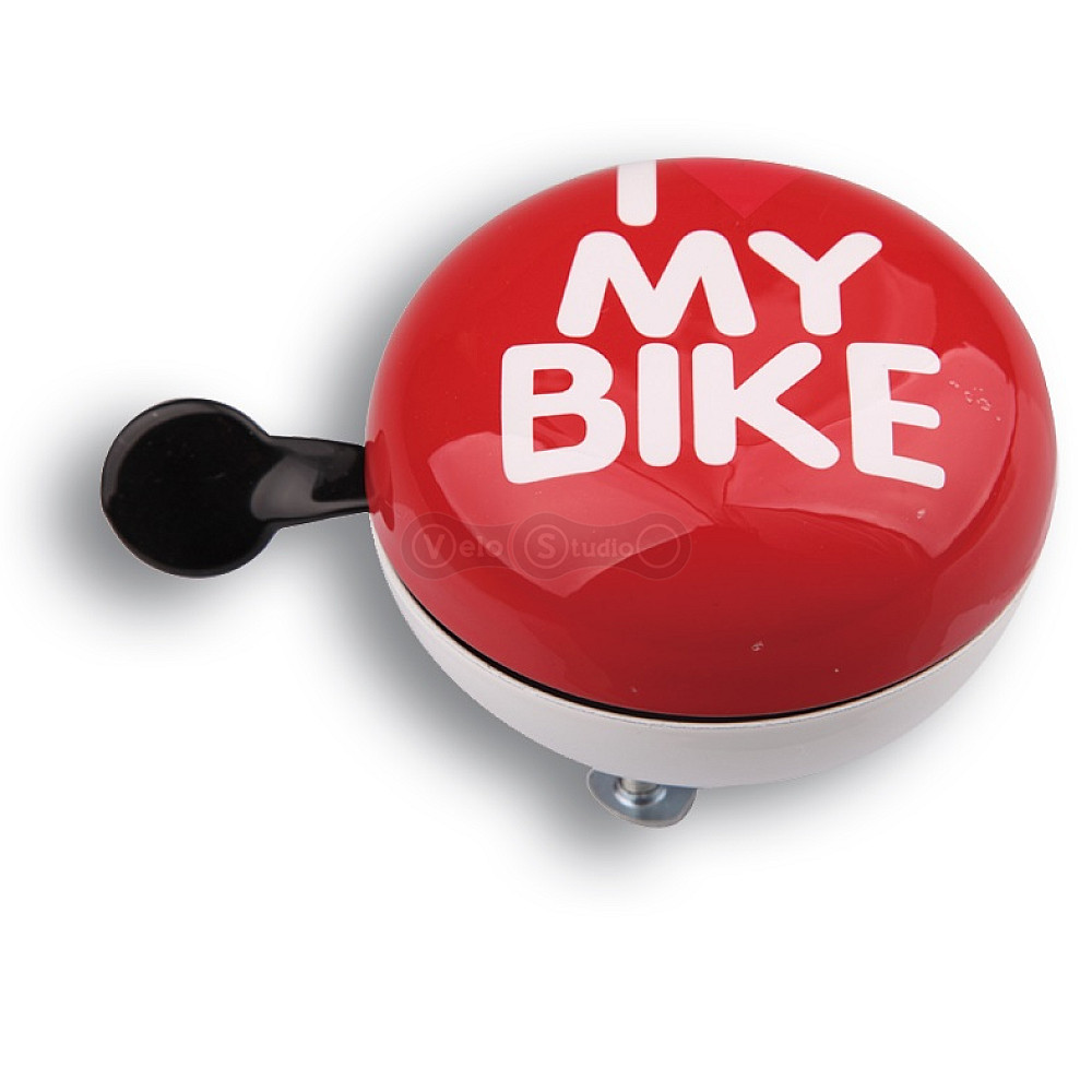 Дзвінок для велосипеда Green Cycle GBL-458 I love my bike 80 мм червоний