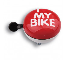 Звонок для велосипеда Green Cycle GBL-458 I love my bike 80 мм красный