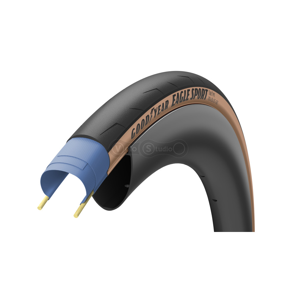 Покришка 700x25C (25-622) GoodYear EAGLE Sport tube type, folding, black/tan, 60tpi