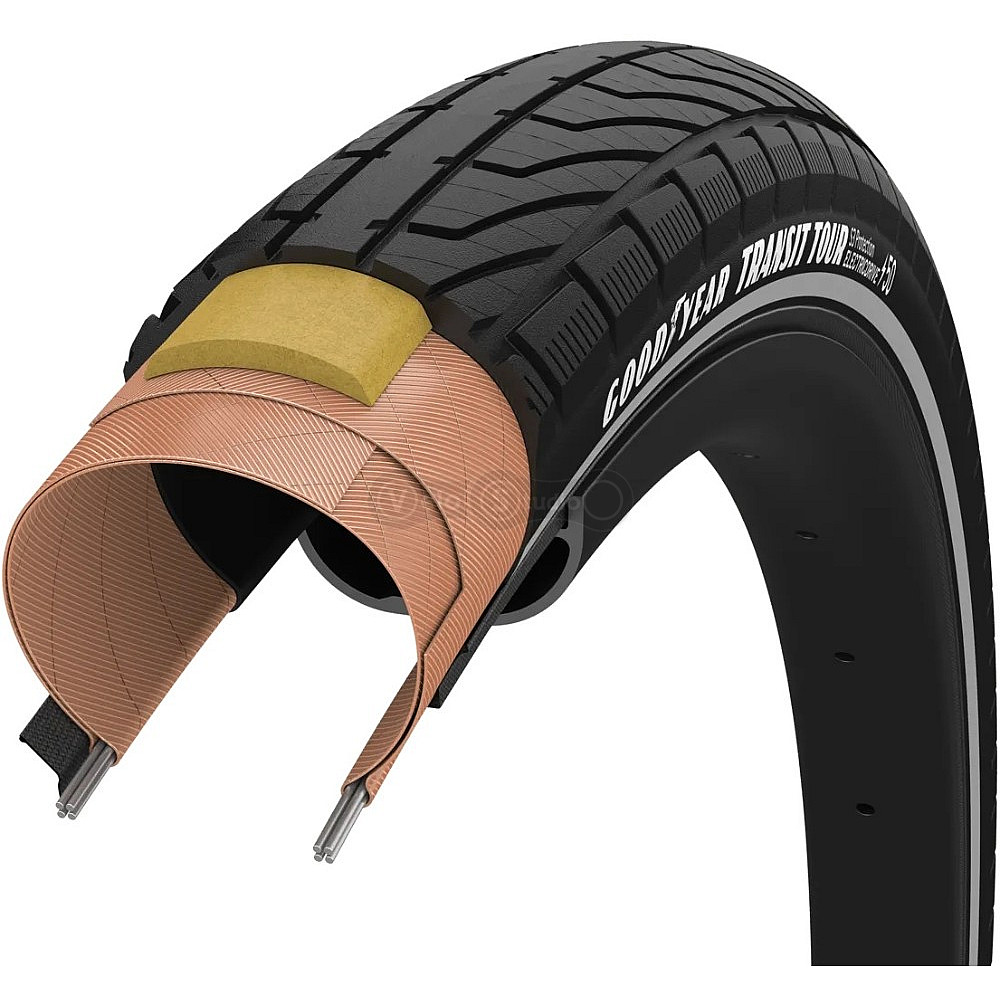 Покрышка 700x40 (40-622) GoodYear Transit Tour S3:Protection, Wire, Black + reflective strips, 60tpi