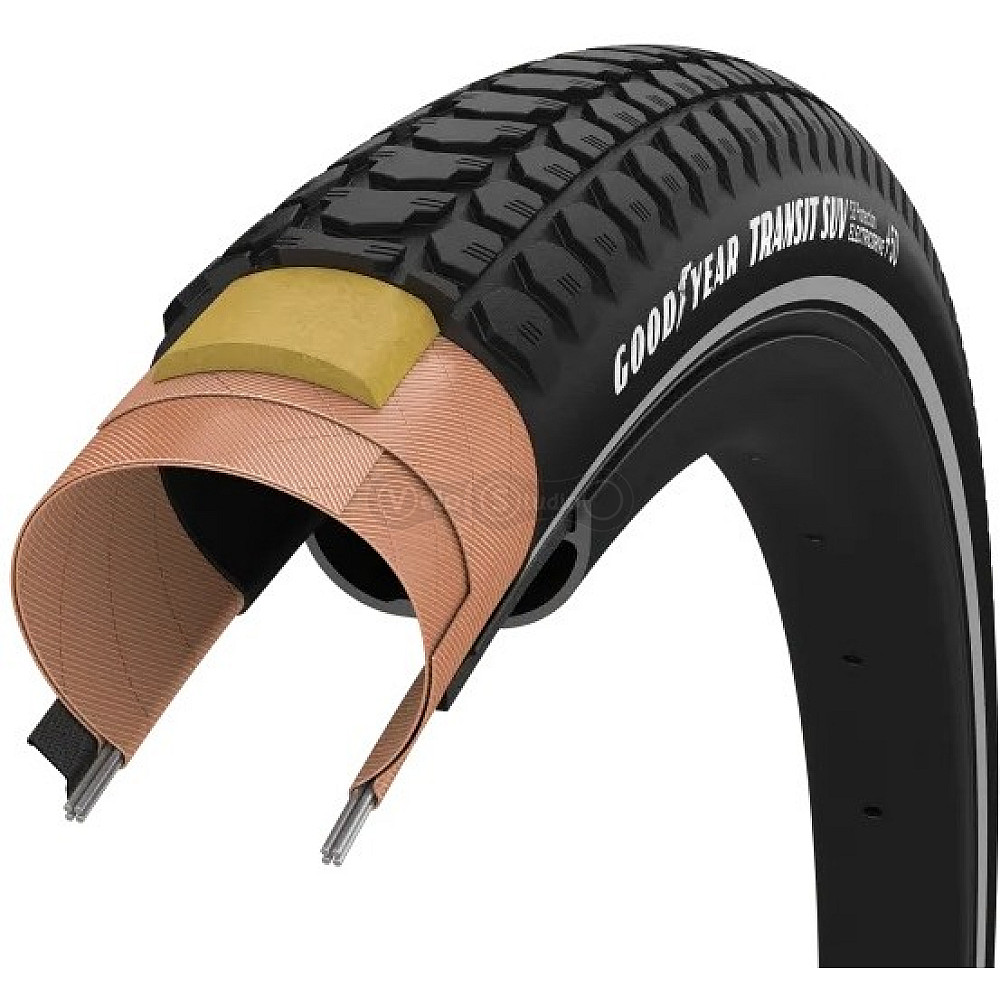 Покрышка 700x50 (50-622) GoodYear Transit SUV S3:Protection, Wire, Black + reflective strips, 60tpi