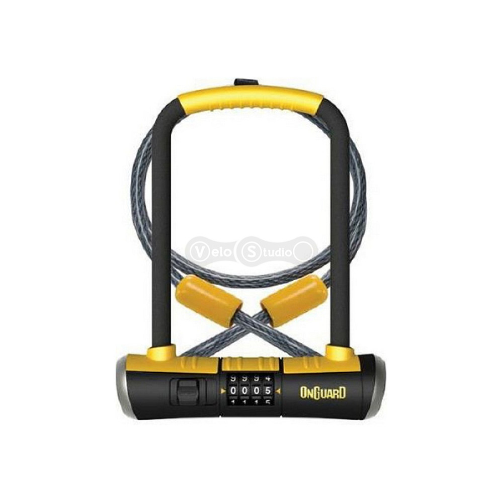 Замок U-образный Onguard COMBO Mini DT размер скобы 90 x 140мм, толщина 13мм + кабель 120см х 10мм, поворотное крепление на раму, кодовый на 4 цифры