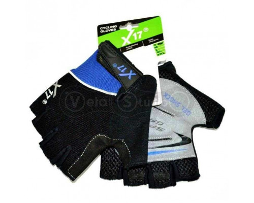 Вело перчатки X17 XGL-511BL сине-черные, L