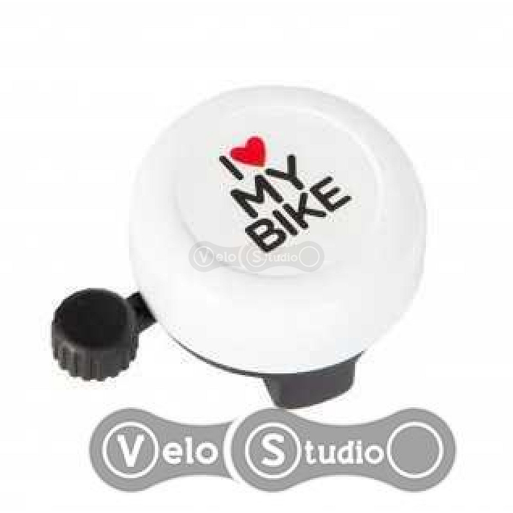 Звонок I love my bike cтальной, белый