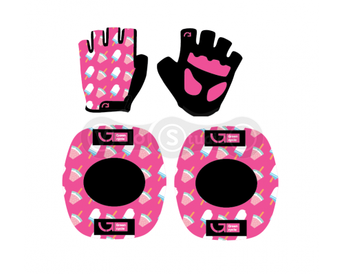 Детский набор Green Cycle перчатки налокотники наколенники розовый