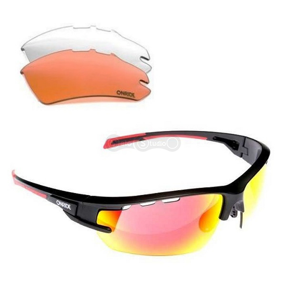Очки Onride Lead 20 чёрные матовые сменные линзы, Revo Rainbow