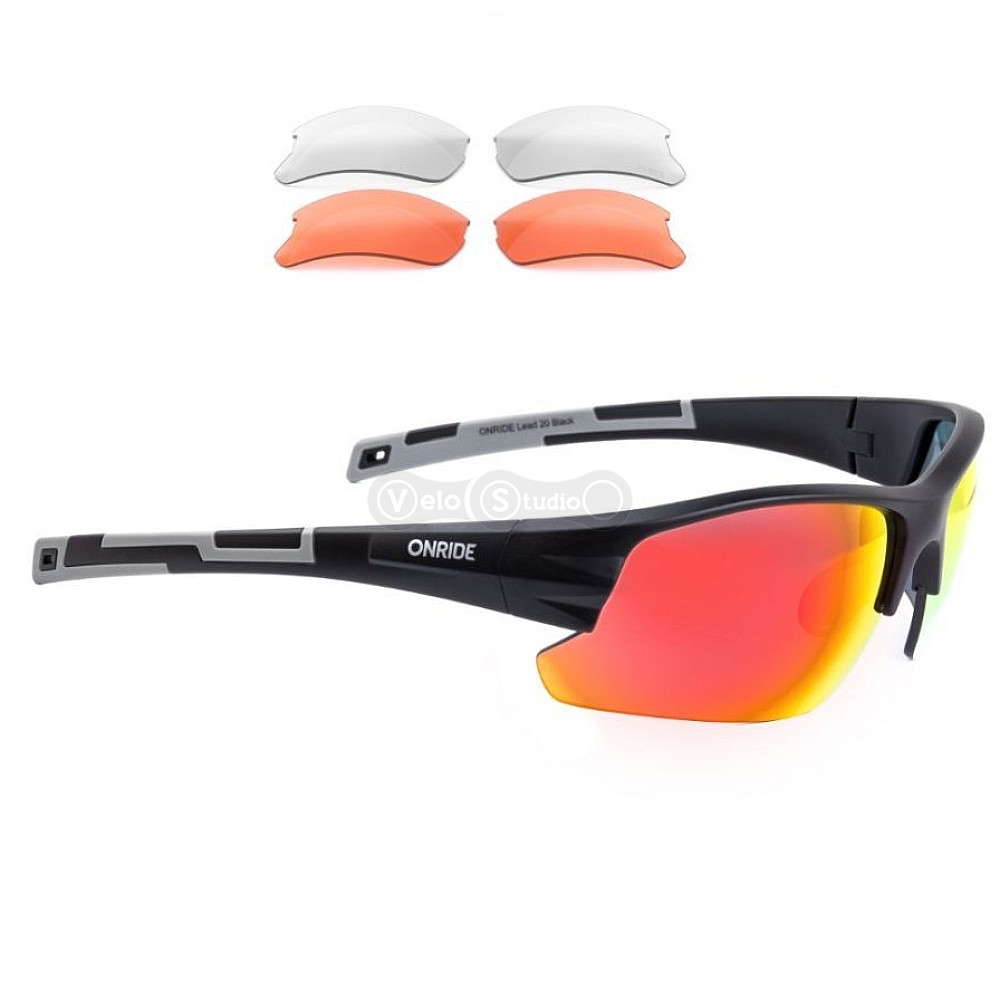 Очки Onride Lead 20 чёрные матовые сменные линзы, Revo Rainbow