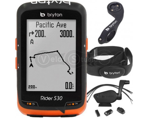GPS компьютер Bryton Rider 530 T чёрный 72 функции + датчик каденса, скорости и ЧСС