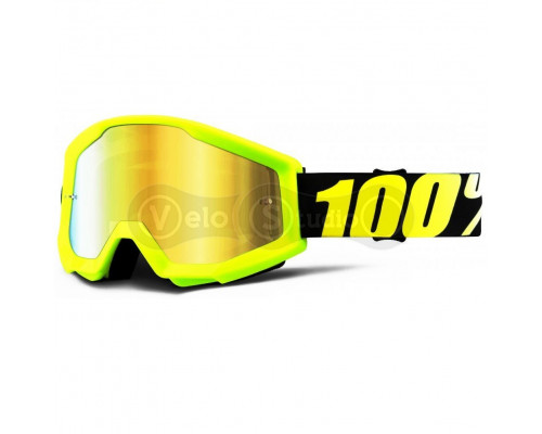 Очки-маска Ride 100% STRATA Goggle Neon Yellow - Mirror Gold Lens