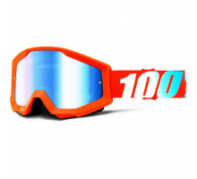 Очки-маска Ride 100% STRATA Goggle Orange - Mirror Blue Lens