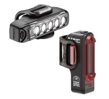 Комплект фар Lezyne STRIP DRIVE PAIR (FRONT и REAR) чёрная 400/150 LM USB