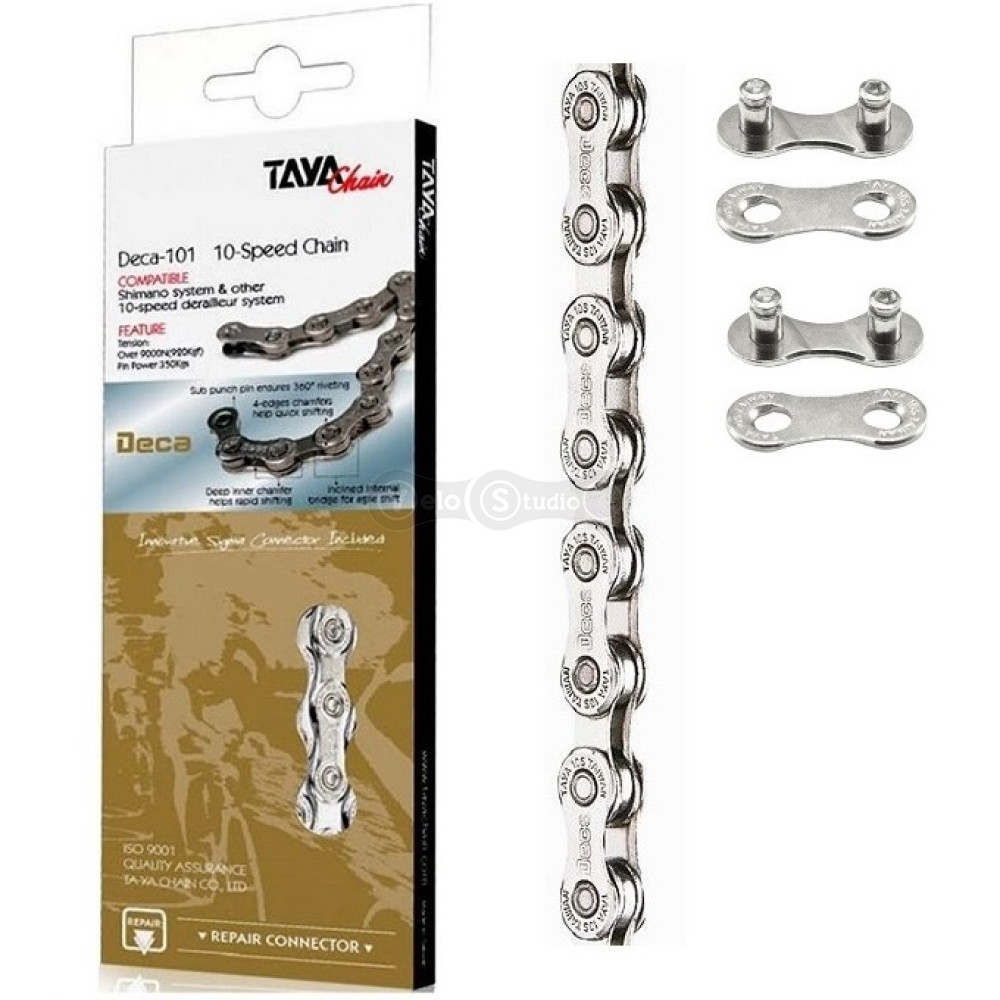 Цепь TAYA Deca-101 SS 10 скоростей + 2 замка