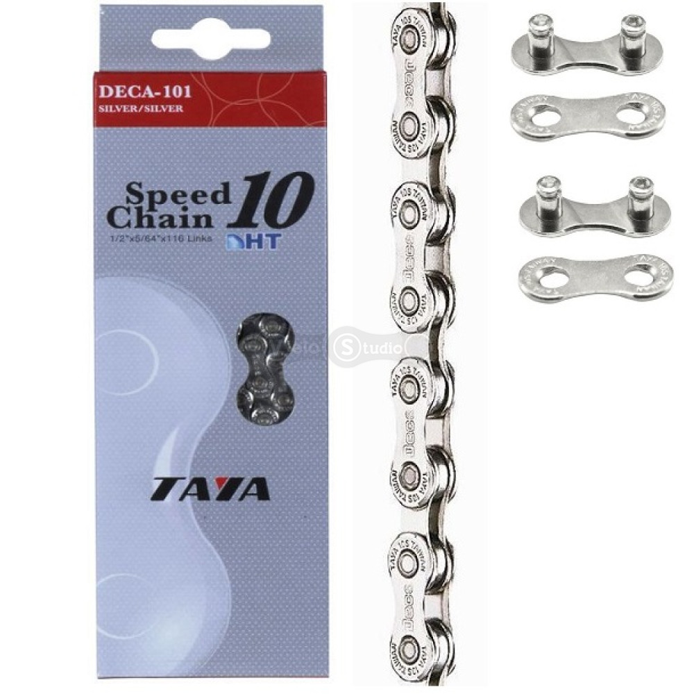 Цепь TAYA Deca-101 SS 10 скоростей + 2 замка