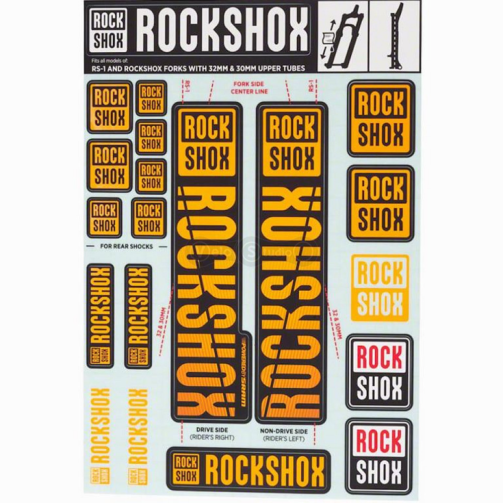 Стикер на вилку и амортизатор Rock Shox 35мм NE02 Orange