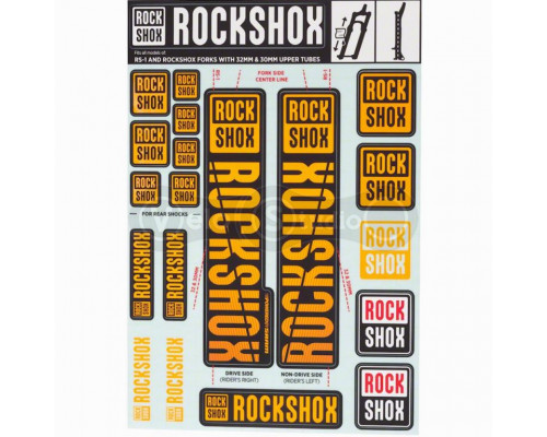 Стикер на вилку и амортизатор Rock Shox 30/32/RS1 NEO2 Orange Original