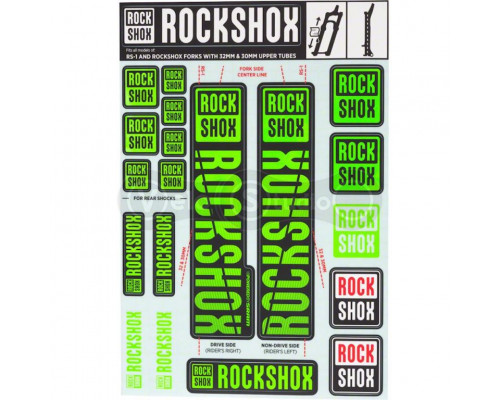 Стикер на вилку и амортизатор Rock Shox 35мм NE05 Green