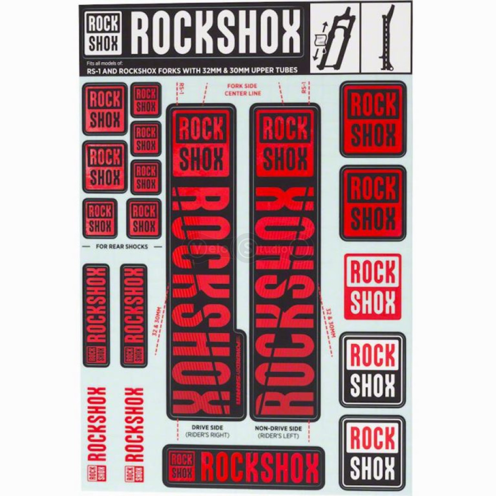 Стикер на вилку и амортизатор Rock Shox 35мм Oxy Red