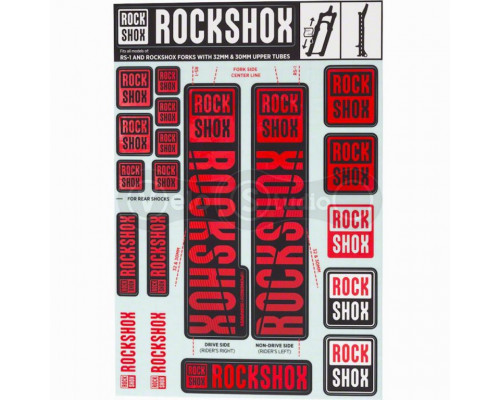 Стикер на вилку и амортизатор Rock Shox 30/32/RS1 Oxy Red Original