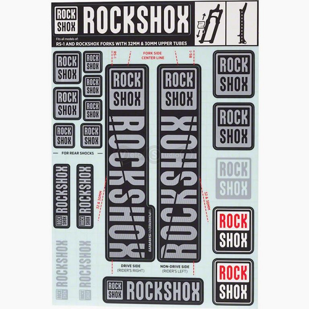 Стікер на вилку та амортизатор Rock Shox 30/32/RS1 Polar Grey Original