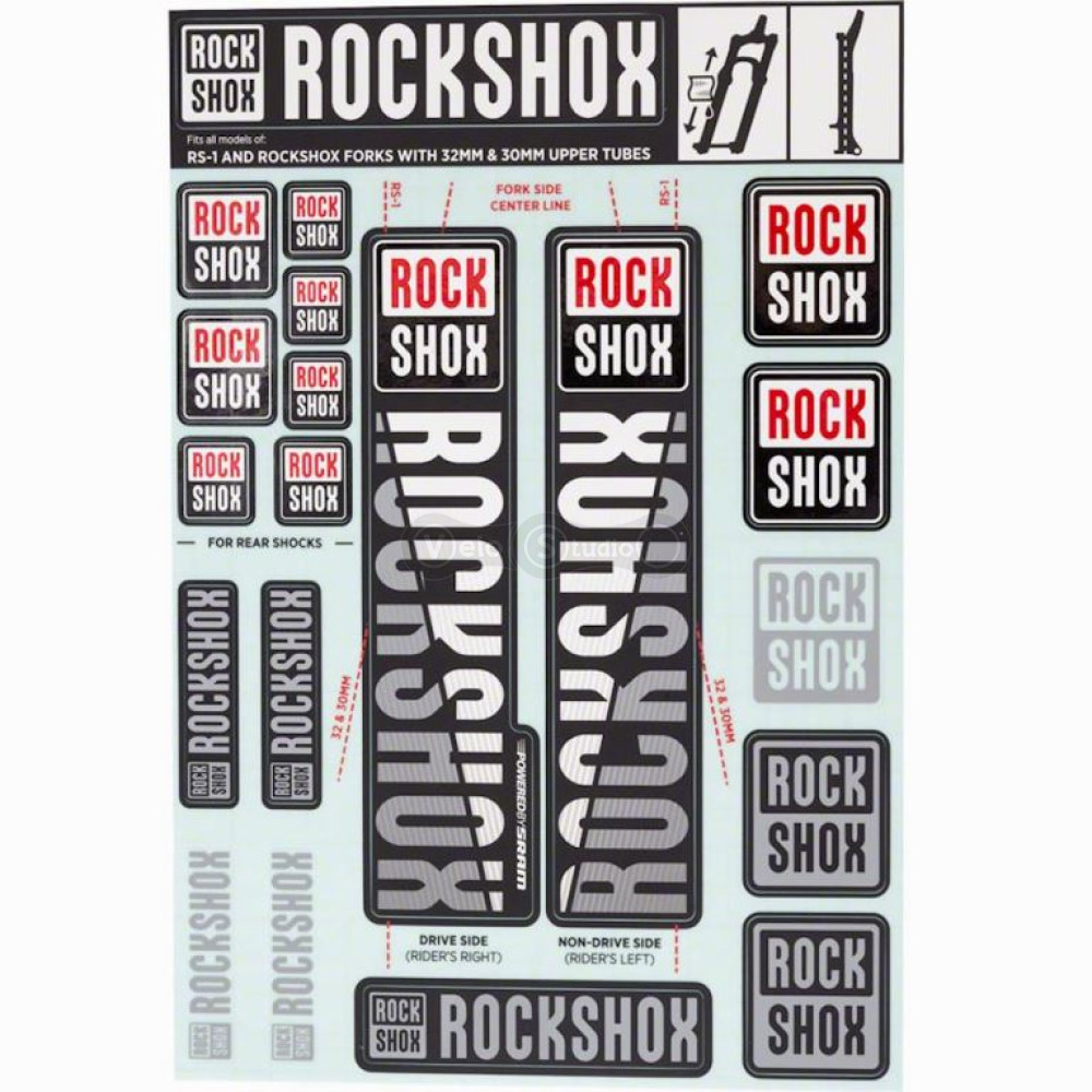 Стікер на вилку та амортизатор Rock Shox 30/32/RS1 White Original