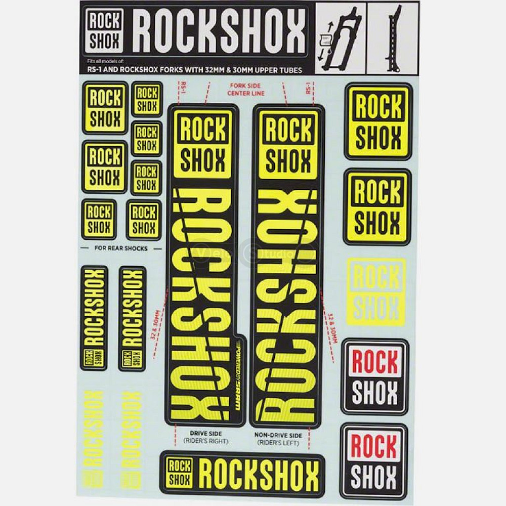 Стікер на вилку та амортизатор Rock Shox 30/32/RS1 NEO1 Yellow Original