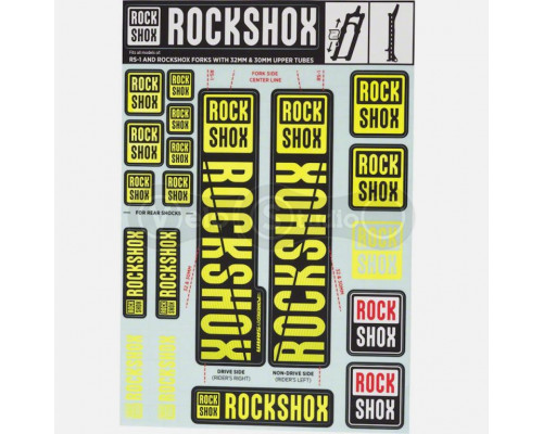 Стикер на вилку и амортизатор Rock Shox 30/32/RS1 NEO1 Yellow Original