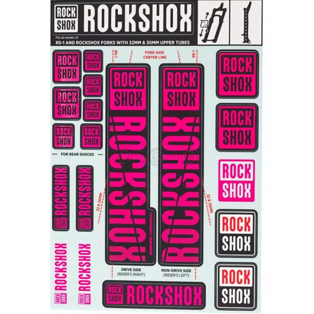 Стикер на вилку и амортизатор Rock Shox 30/32/RS1 Magenta Original
