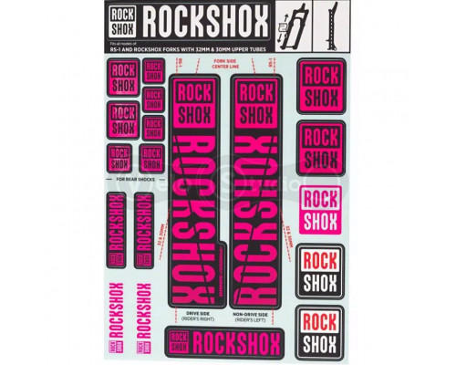 Стикер на вилку и амортизатор Rock Shox 30/32/RS1 Magenta Original