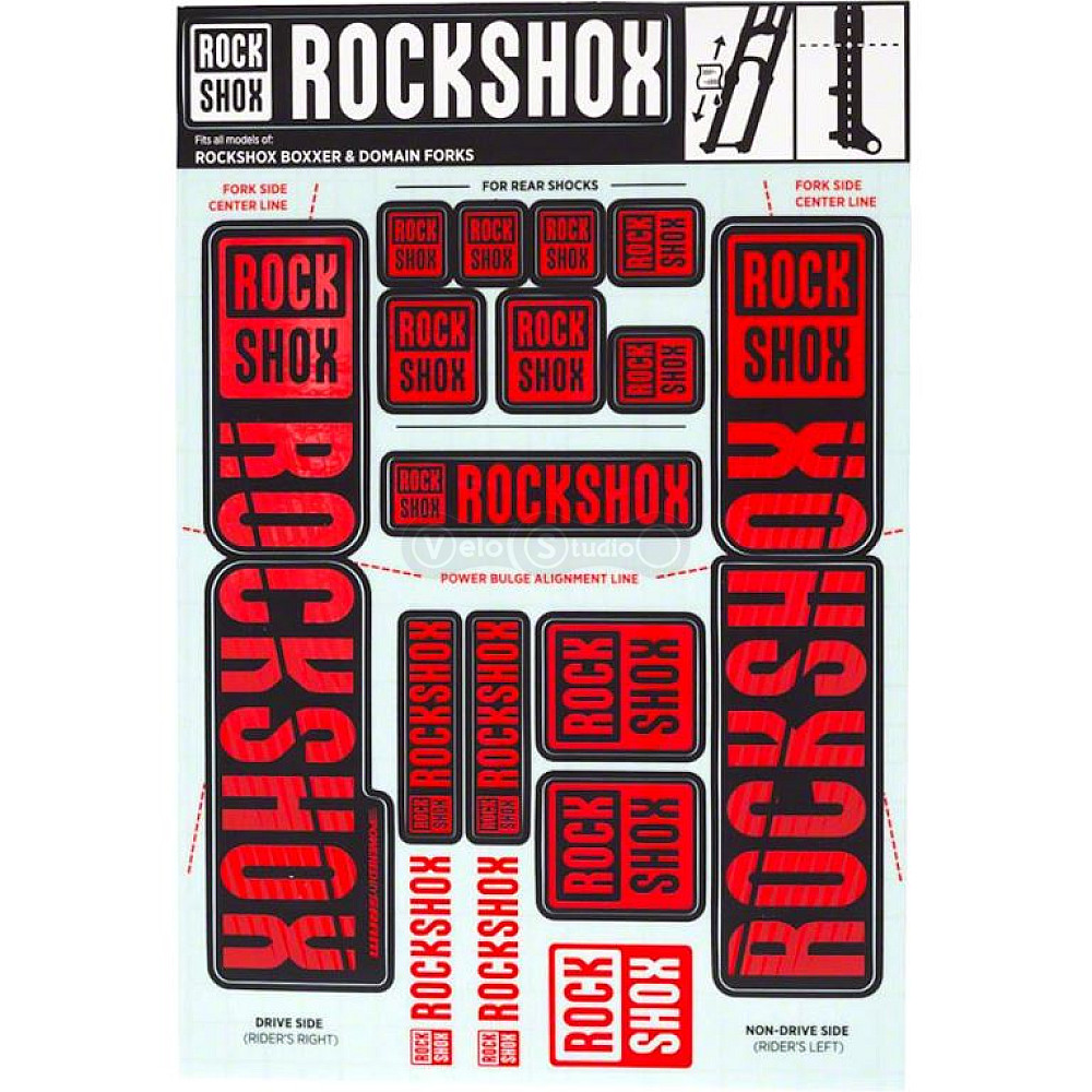 Стикер на вилку и амортизатор Rock Shox 35мм Dual Crown Oxy Red