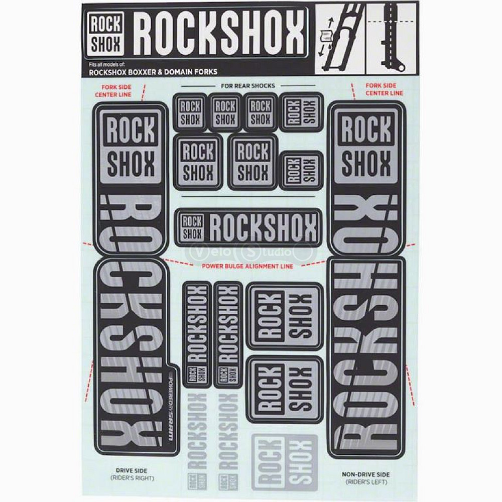 Стикер на вилку и амортизатор Rock Shox 35мм Dual Crown Polar Grey