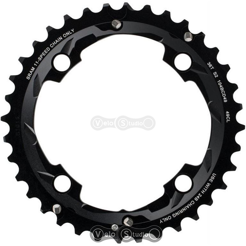Звезда шатунов Sram X-Glide GX1000/1400, 104BCD, 36T, No-Pin 11 скоростей