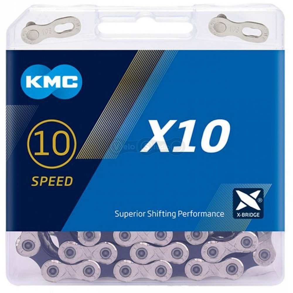 Цепь KMC X10 Silver/Black 10 скоростей 116 звеньев + замок
