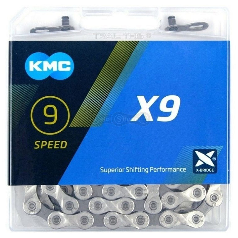 Цепь KMC X9 Silver Gray 9 скоростей 116 звеньев + замок