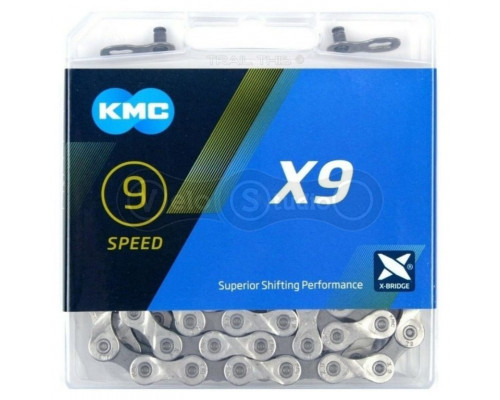 Ланцюг KMC X9 Silver Gray 9 швидкостей 116 ланок + замок