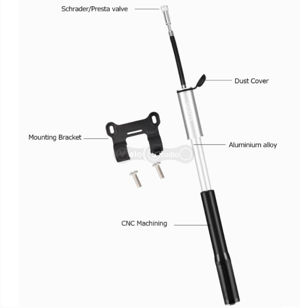 Насос Sahoo Mini Pump 311 алюмінієвий з висувним шлангом