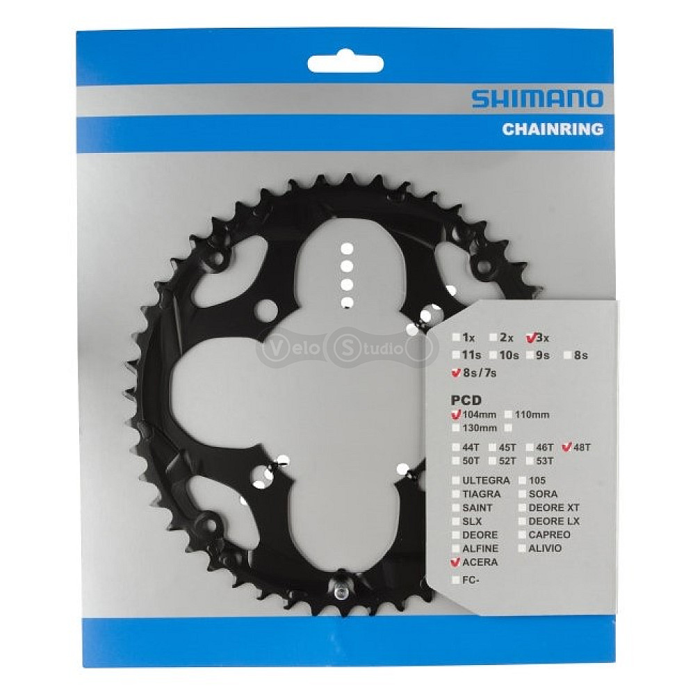 Зірка шатунів Shimano FC-M361 ACERA 48 зубів 8 скор. чорна, совм. із зах.