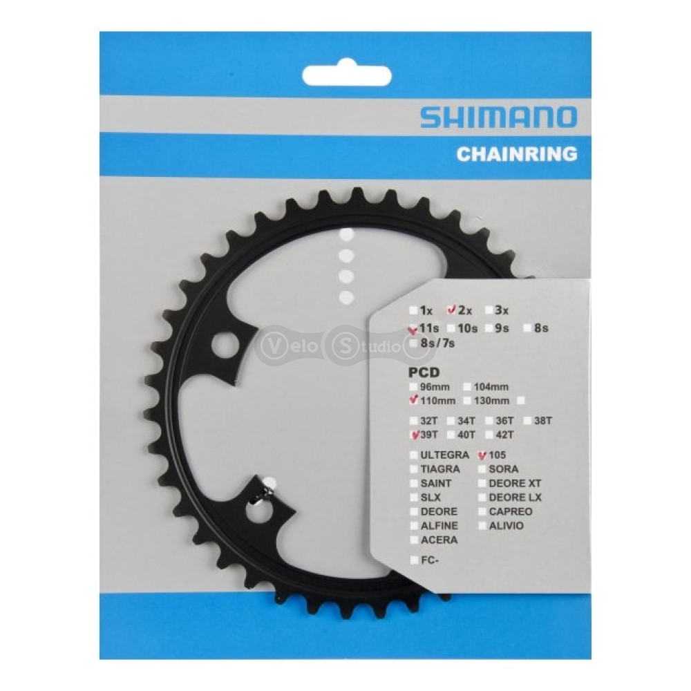 Звезда шатунов Shimano FC-5800 105, 39 зубьев для 53-39T черн.