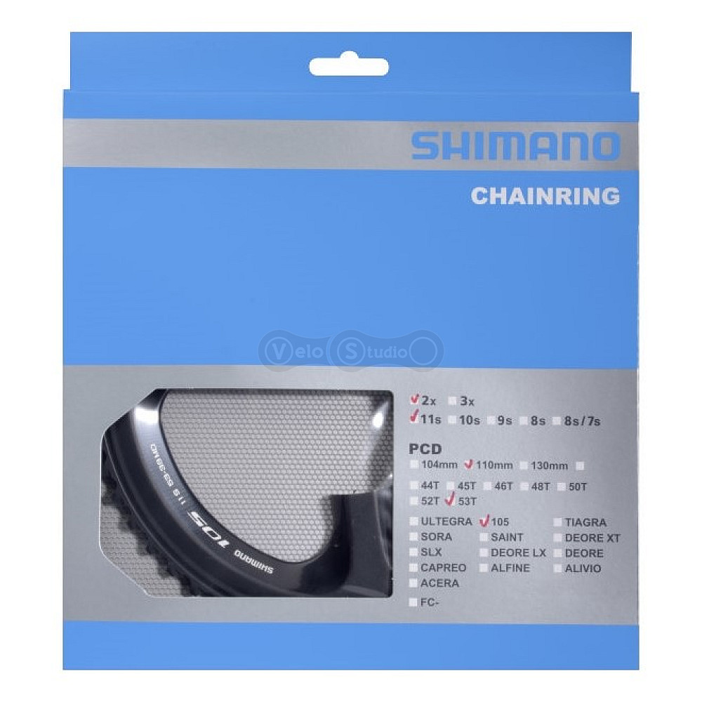 Звезда шатунов Shimano FC-5800 105, 53 зуба для 53-39T черная