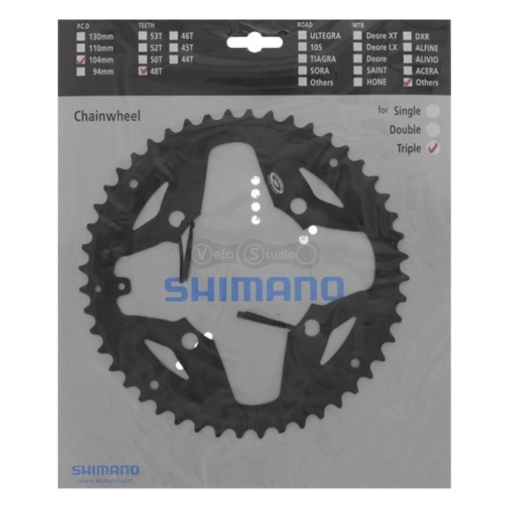 Звезда шатунов Shimano FC-M391 ACERA 48 зубьев 9 скор. черная, совм. с защ.