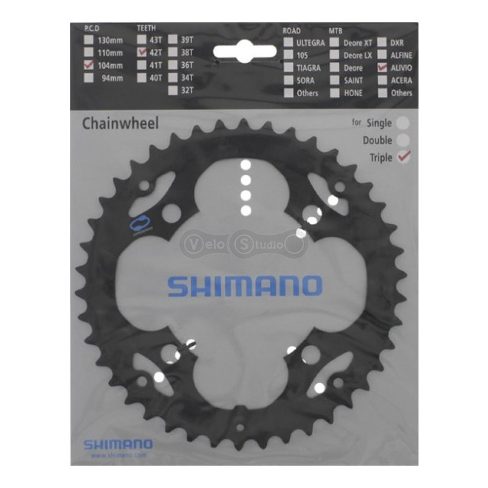 Звезда шатунов Shimano FC-M410 Alivio 42 зуба, 8 скор., совм. с защитой