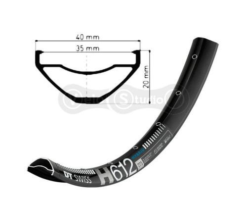 Обод DT Swiss H 612 27x35 28 спиц